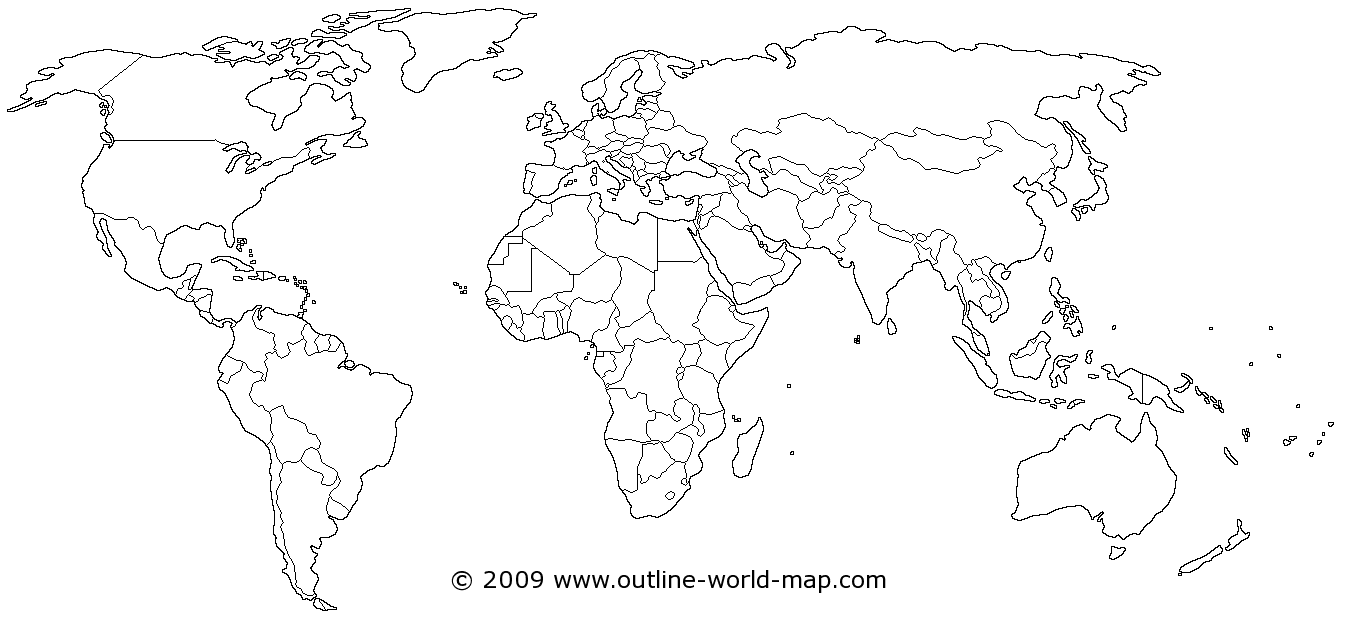 Political world map with white continents and oceans - b6a